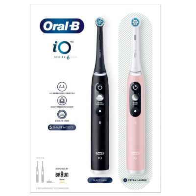 Braun Oral-B iO 3 Elektrische Zahnbürste DUO SCHWARZ & PINK Set