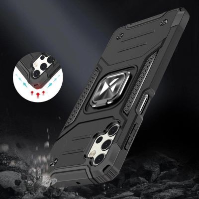 7. Wozinsky Ring Armor Tough Hybrid Case Cover + Magnethalterung für Samsung Galaxy A13 5G schwarz