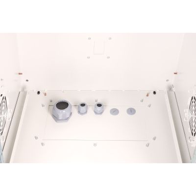 25. Digitus 19" 12U 600x600 Wand-Netzwerkschrank, Volltür, grau, ungeteilt, montiert, IP55, 100 kg
