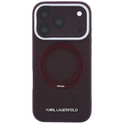 3. Karl Lagerfeld Ring Stand 360 Saffiano Classic Logo MagSafe Hülle für iPhone 18 Pro Max / 17 Pro Max - bordeauxrot