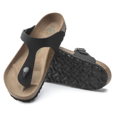 7. Birkenstock Gizeh Birko-Flor Damen Schmal Schwarz Flip-Flops für schmale Füße, Vegan Schwarz (1020487)