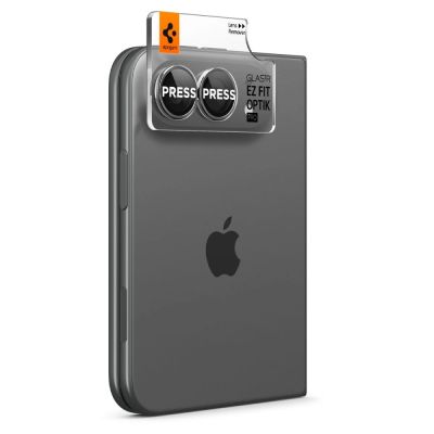 6. Spigen Optik Pro GLAS.TR EZ FIT 2er-Pack Displayschutzfolie aus gehärtetem Glas für iPhone Duo – Weiß