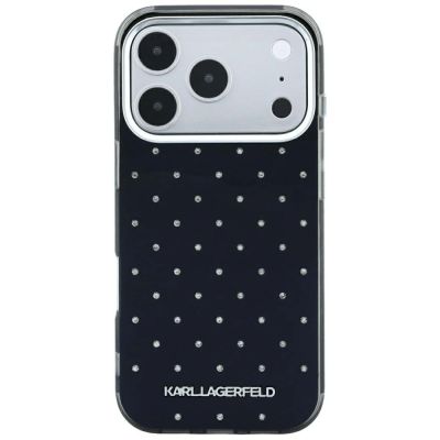 3. Karl Lagerfeld IML Strass-Hülle mit galvanisiertem Logo für iPhone 17 Pro / 18 Pro – Schwarz