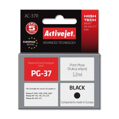 Activejet AC-37R Tinte (Ersatz für Canon PG-37; Premium; 12 ml; Schwarz)