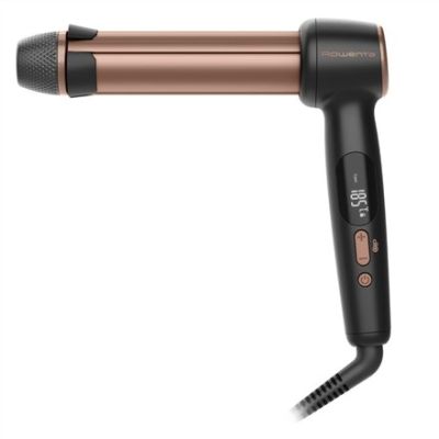 Rowenta CF4620E0 | Lockenstab mit Drehfunktion | Keramikheizsystem | Ionen-Technologie | Durchmesser: 27, 32, 38 mm | Temperatur (min.): 150 °C | Temperatur (max.): 210 °C | 4 Heizstufen | LCD-Display | 86 W | Schwarz/Kupfer