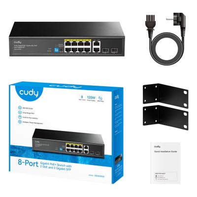 9. CUDY GS1010PS2 8-Port-GbE-PoE-Switch mit 2 Ports