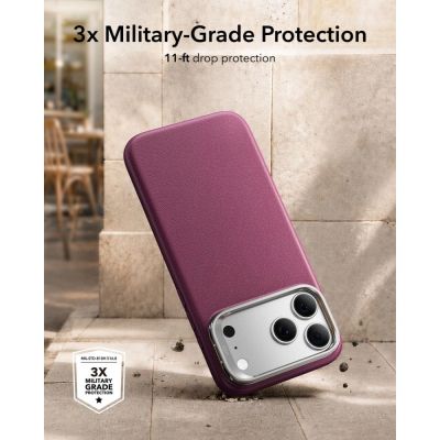 6. Hülle ESR Atelier Kickstand MagSafe für iPhone 18 Pro / 17 Pro - burgunderrot