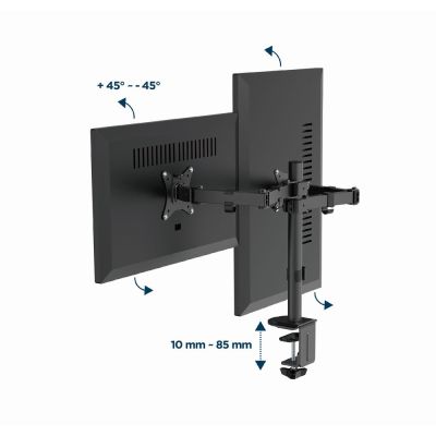 4. GEMBIRD Verstellbarer Schreibtischarm/Halterung für 2 Monitore 17-32 Zoll, VESA 100x100 mm, bis zu 9 kg