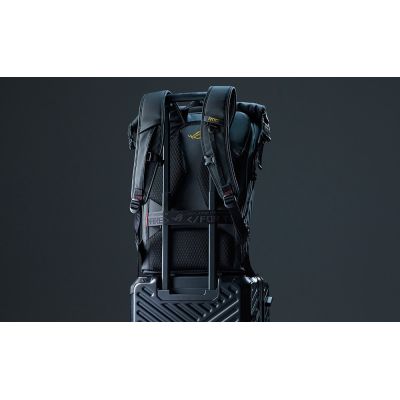 9. ASUS ROG SLASH Backpack Edition 20 Roll-Up Rucksack Schwarz Polyester, gewachstes Leder (zum Hochziehen)