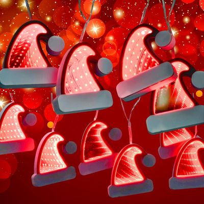 3. Lampen, Kabel, Girlande, LED, Weihnachtsmannmützen, USB