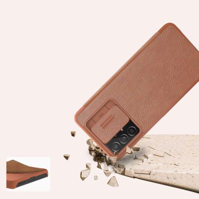 15. Nillkin Qin Lederholsterhülle für Samsung Galaxy A73 braun