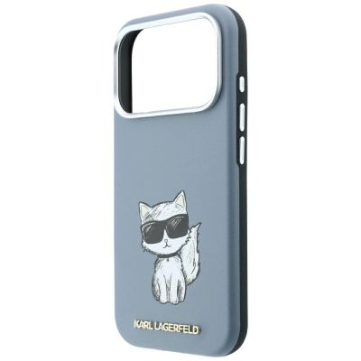 6. Karl Lagerfeld Smooth Choupette Sketch MagSafe Hülle für iPhone 18 Pro / 17 Pro - Hellblau