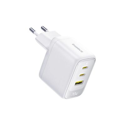 3. Baseus EnerFill FE22 70W Wandladegerät 2 x USB-C + USB-A - Weiß