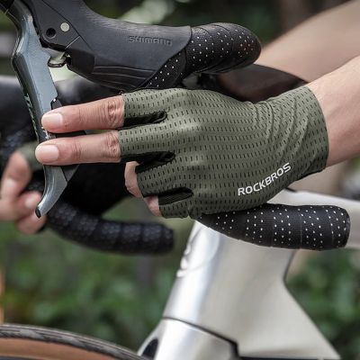 2. Rockbros Atmungsaktive Kurzfinger-Fahrradhandschuhe, Größe: XXL - Grün