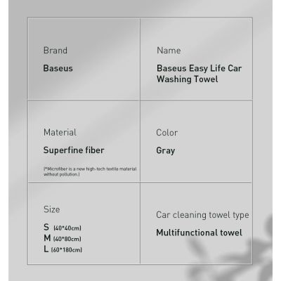 22. Baseus 2 x Mikrofaser-Auto-Trockentuch, Mikrofaser, 40 cm x 40 cm, Grau (CRXCMJ-0G)
