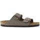 9. Birkenstock Arizona Birko-Flor Nubuk Stone Regular Wide Grau Damen/Herren Pantoletten (0151211)