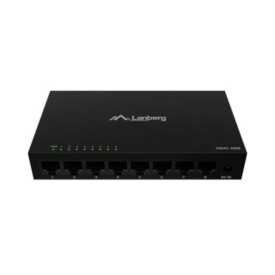 LANBERG SWITCH DSM1-1008 8X1GB/S UNMANAGED GIGABIT ETHERNET 12V (METALLGEHÄUSE)