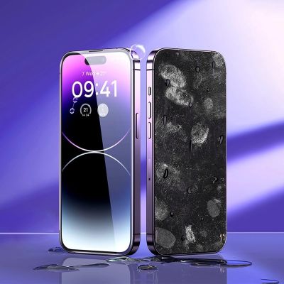 20. Baseus Vollbild-Hartglas für iPhone 14 Pro mit Anti-Blaulichtfilter und 0,3-mm-Lautsprecherabdeckung + Montagerahmen