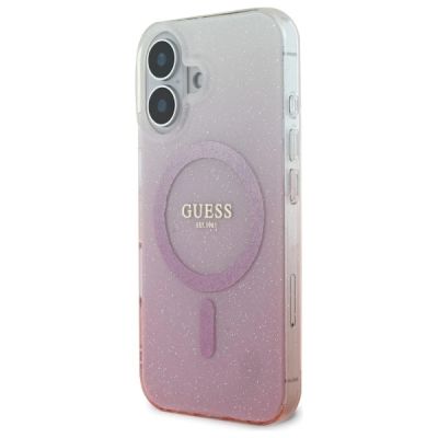 2. Guess IML Glitter Gradient MagSafe-Hülle für iPhone 16 Plus – Rosa