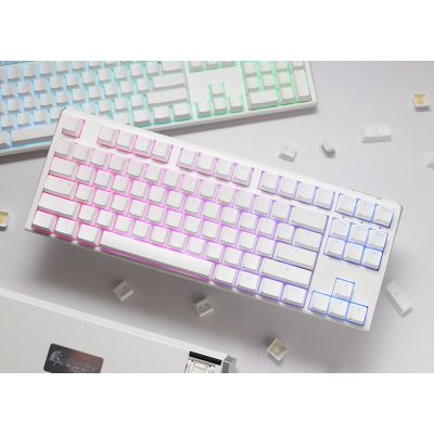 10. Ducky One 3 Classic Pure White TKL Gaming-Tastatur mit RGB-LED-Beleuchtung – MX-Clear USB-Tastatur, Deutsch, Weiß