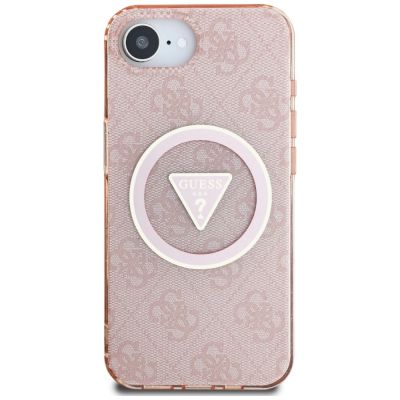 3. Guess IML Metal Glitter 4G Circle Triangle MagSafe Hülle für iPhone 16e - Pink