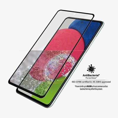 3. PanzerGlass E2E Microfracture antibakterielles Glas für Samsung Galaxy A52 / A52 5G / A53 5G – mit schwarzem Rahmen