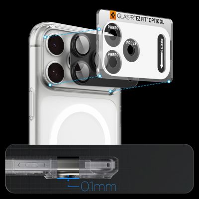 11. Spigen Optik Pro XL Glas.tR EZ Fit Displayschutzfolie aus gehärtetem Glas für iPhone 18 Pro – Dunkelgrau