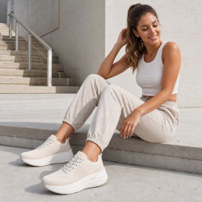 8. Beige Damen-Plateau-Sneaker Rieker W4101-60