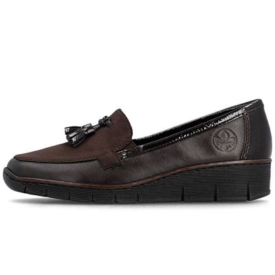 3. Rieker 53771-25 Damen-Keilschuhe aus Leder, bequemes Braun