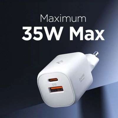 5. Spigen Essential EE352EU USB-C/USB-A 35W Wandladegerät – Weiß