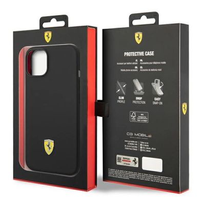 8. Ferrari FEHCP14SSIBBK iPhone 14 6.1" schwarz/schwarz Hardcase Silikon-Metall-Logo
