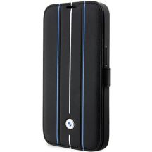Tasche BMW BMBKP14L22RVSK iPhone 14 Pro 6.1" schwarz/schwarz Büchertasche Leder Stamp Blue Lines