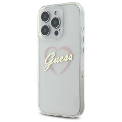 2. Guess IML Heart Hülle für iPhone 16 Pro – transparent