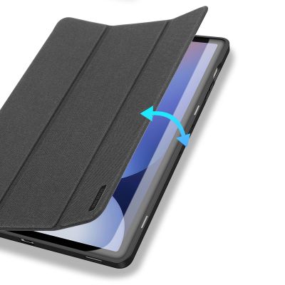 9. Dux Ducis Domo Öko-Lederhülle mit Ständer für Samsung Tab S10+ / S9+ / S9 FE+ – Schwarz