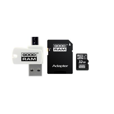 GoodRam All-in-One M1A4-0320R12 Speicherkarte mit Adapter und Kartenleser (32 GB; Klasse 10; Adapter, MicroSDHC-Kartenleser, Speicherkarte)