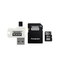GoodRam All-in-One M1A4-0320R12 Speicherkarte mit Adapter und Kartenleser (32 GB; Klasse 10; Adapter, MicroSDHC-Kartenleser, Speicherkarte)