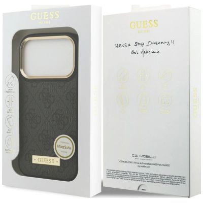 8. Guess 4G Logo Plate MagSafe Hülle für iPhone 18 Pro Max / 17 Pro Max – Schwarz