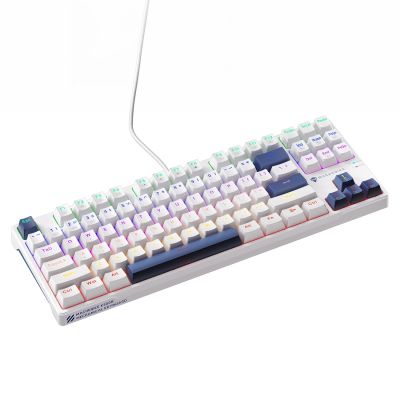2. Machenike K500B-B87 Kabelgebundene mechanische Gaming-Tastatur mit Hintergrundbeleuchtung, rote Schalter - Weiß