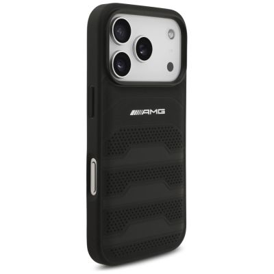 4. AMG Lederhülle mit geprägtem Linien-Logo für iPhone 17 Pro – Schwarz