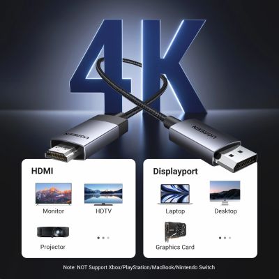 7. Ugreen DP119 15773 DisplayPort / HDMI 4K 60Hz Kabel 1m - Grau