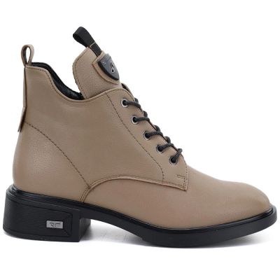2. Damen-Lederstiefeletten mit Absatz in Beige Vinceza 133145