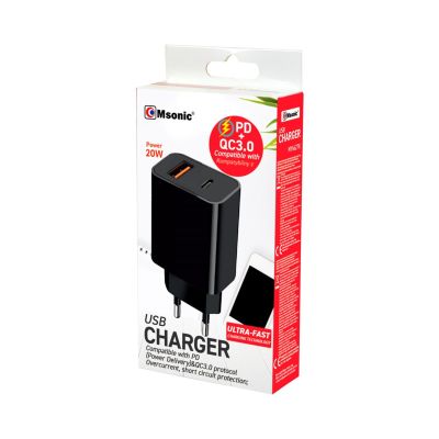 2. MSONIC Wandladegerät USB + USB-C 20W QC3.0 P MY6635K