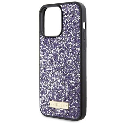 6. Guess Rhinestone Metal Logo Hülle für iPhone 15 Pro Max – Rosa