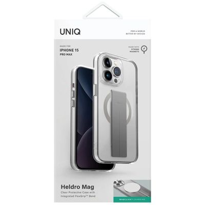 2. Uniq Heldro Mag Magclick Ladehülle für iPhone 15 Pro Max – transparent