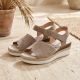 6. Beige Jezzi Keilsandalen aus Leder für Damen, Größe 26SD18-32