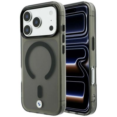 BMW Logo-Schutzhülle mit mattierter IML-Oberfläche und Metalllogo (MagSafe) für iPhone 18 Pro Max / 17 Pro Max – Grau