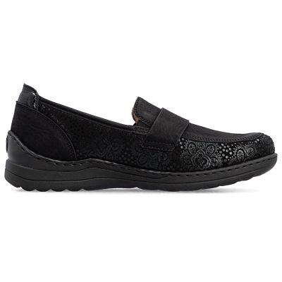 2. Bequeme schwarze Damenmokassins von Rieker, Modell 48968-00