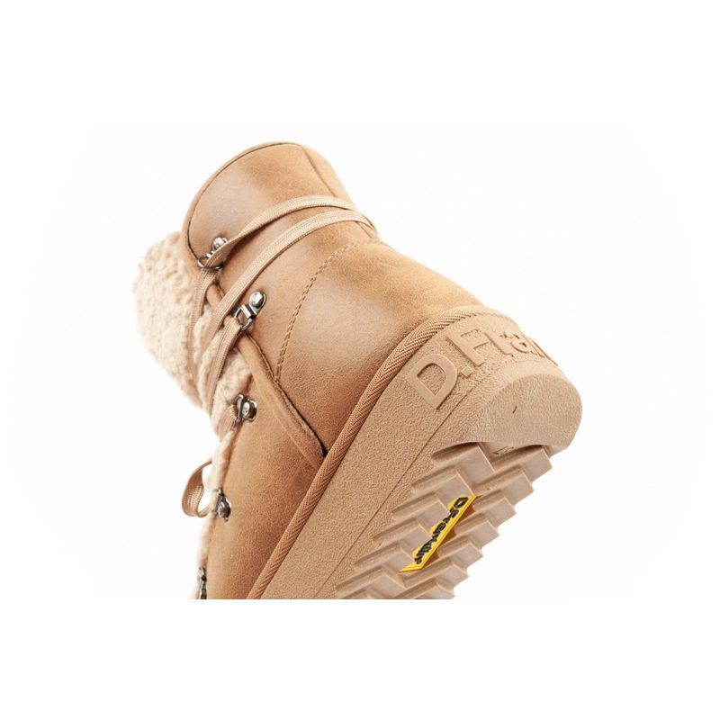 16. D.Franklin Damen Winter Schneestiefel, modisches Fellfutter, braun beige