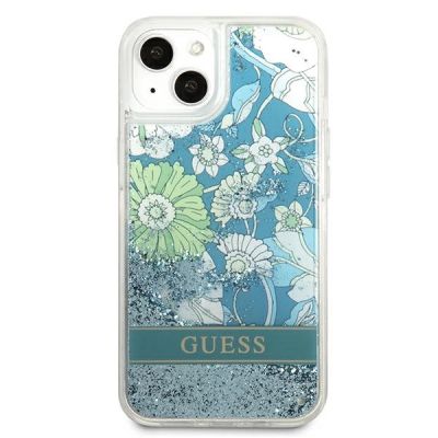 3. Guess GUHCP13MLFLSN iPhone 13 6.1" grün/grüne Hardcase Flower Liquid Glitter