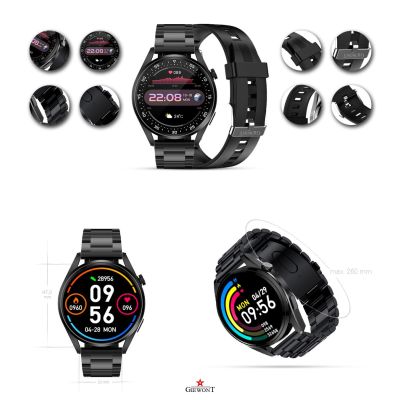 2. GIEWONT Vertex SmartCall GW450-1 Carbon/Carbon Silicone Smartwatch